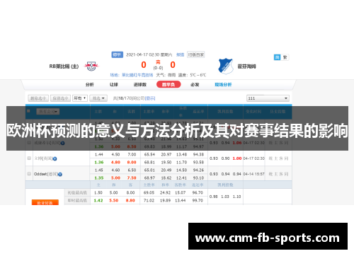 欧洲杯预测的意义与方法分析及其对赛事结果的影响 欧洲杯预测的意义与方法分析及其对赛事结果的影响